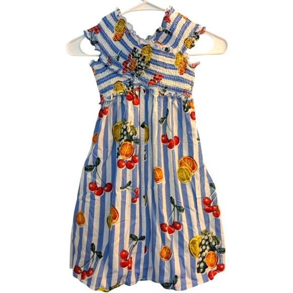 Show Me Your Mumu Mandy Smocked Dress, Fruit Basket Striped poplin Size Small - Picture 1 of 5